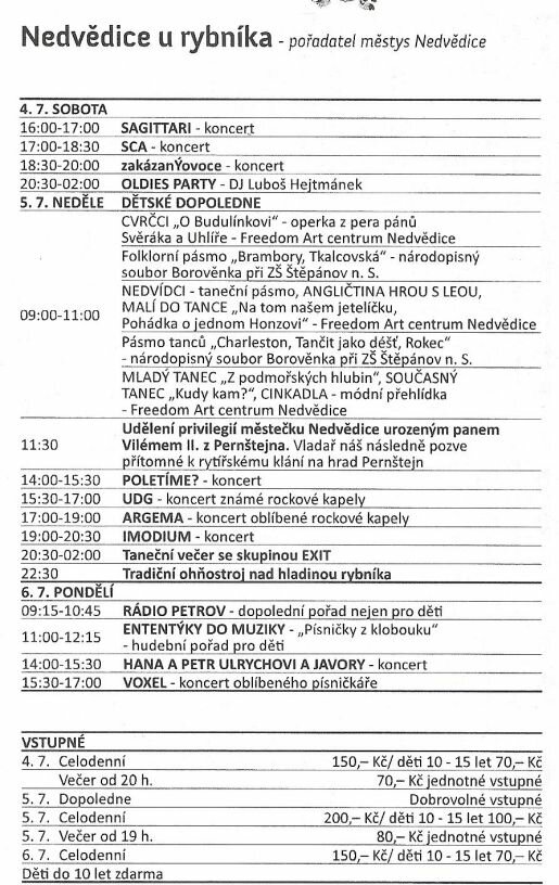 Program Nedvědice